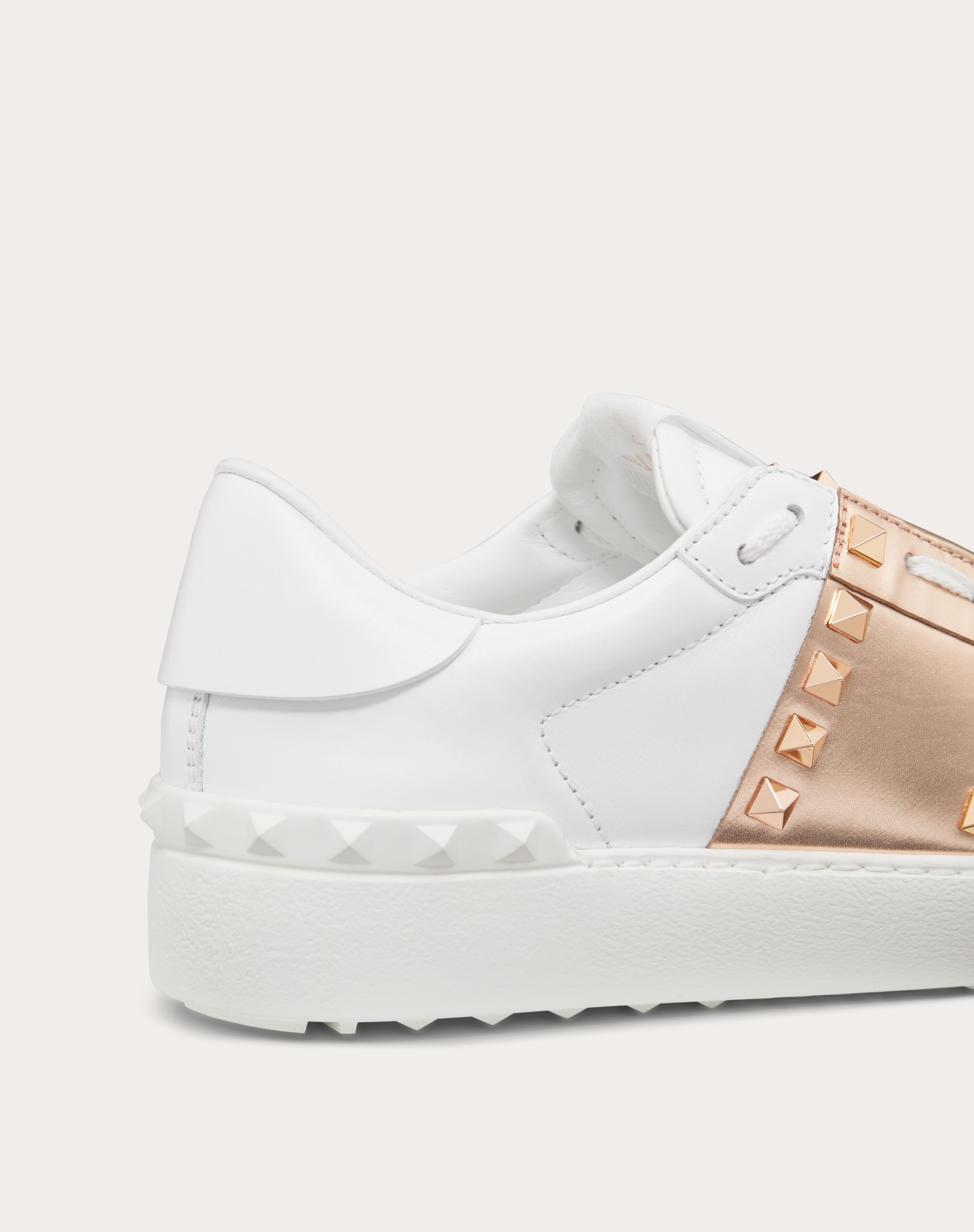 ROCKSTUD UNTITLED SNEAKER IN CALFSKIN LEATHER WITH METALLIC STRIPE - 5