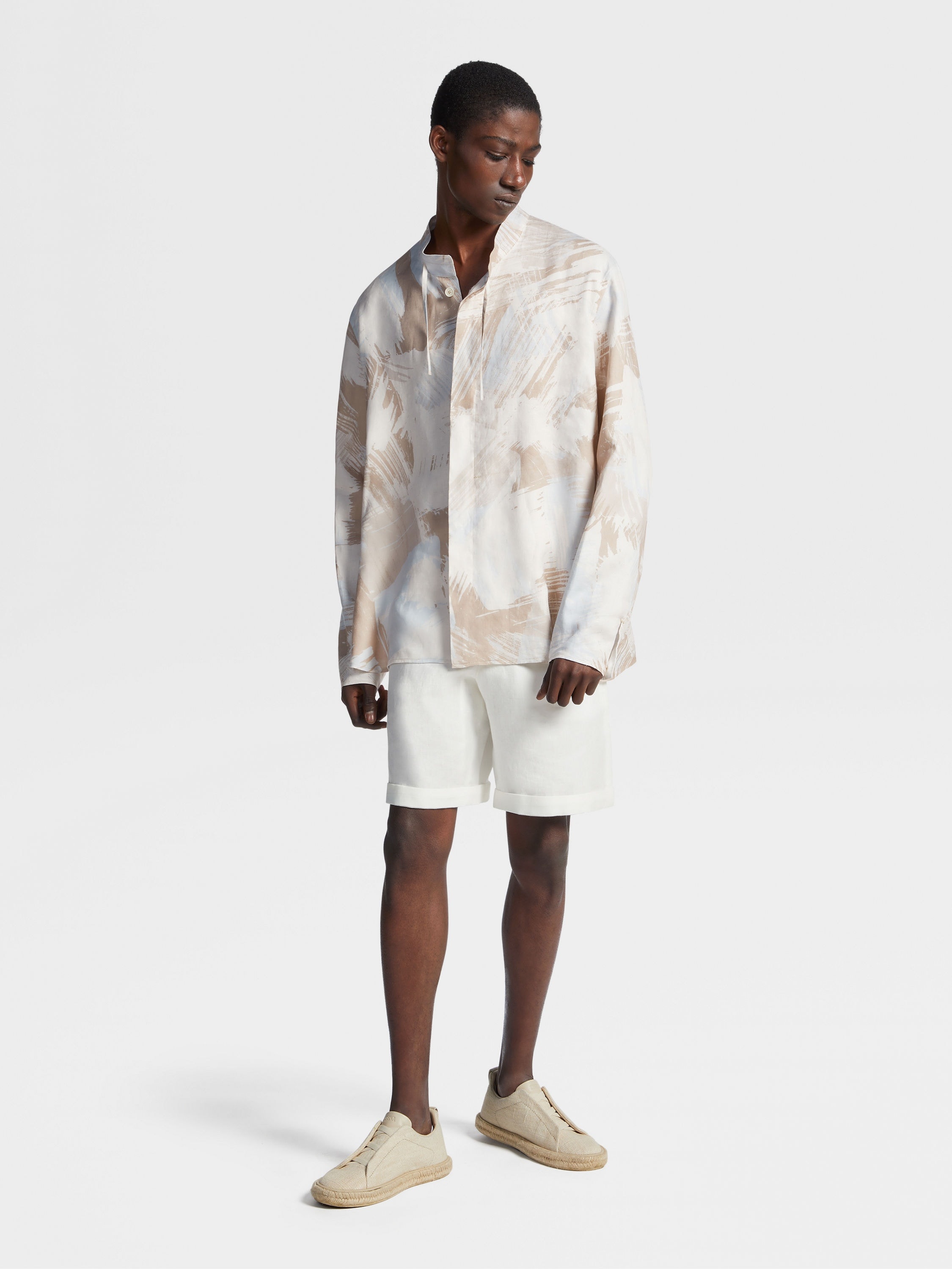 WHITE LINEN SHORTS - 6