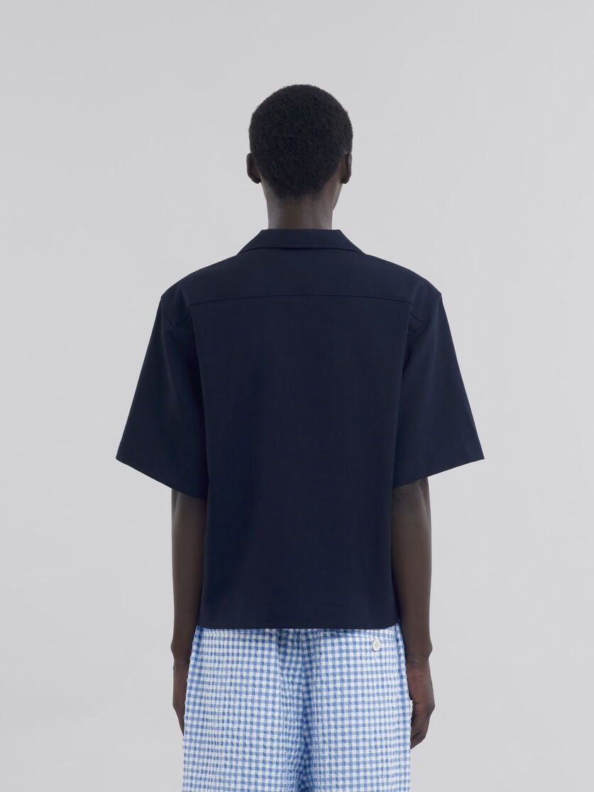 BLUE TROPICAL WOOL BOWLING SHIRT WITH MARNI SYMBOL - 3