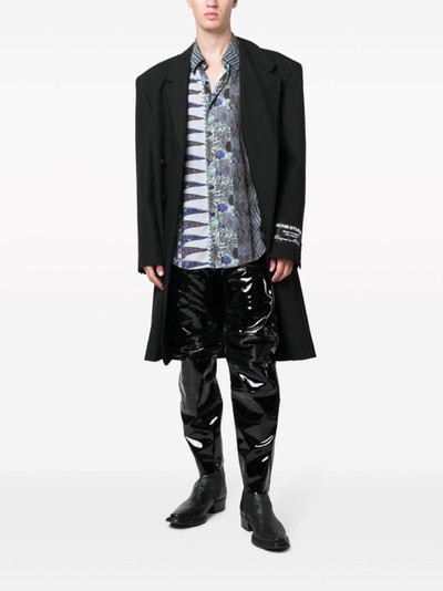 VETEMENTS panelled gathered patent leather trousers outlook