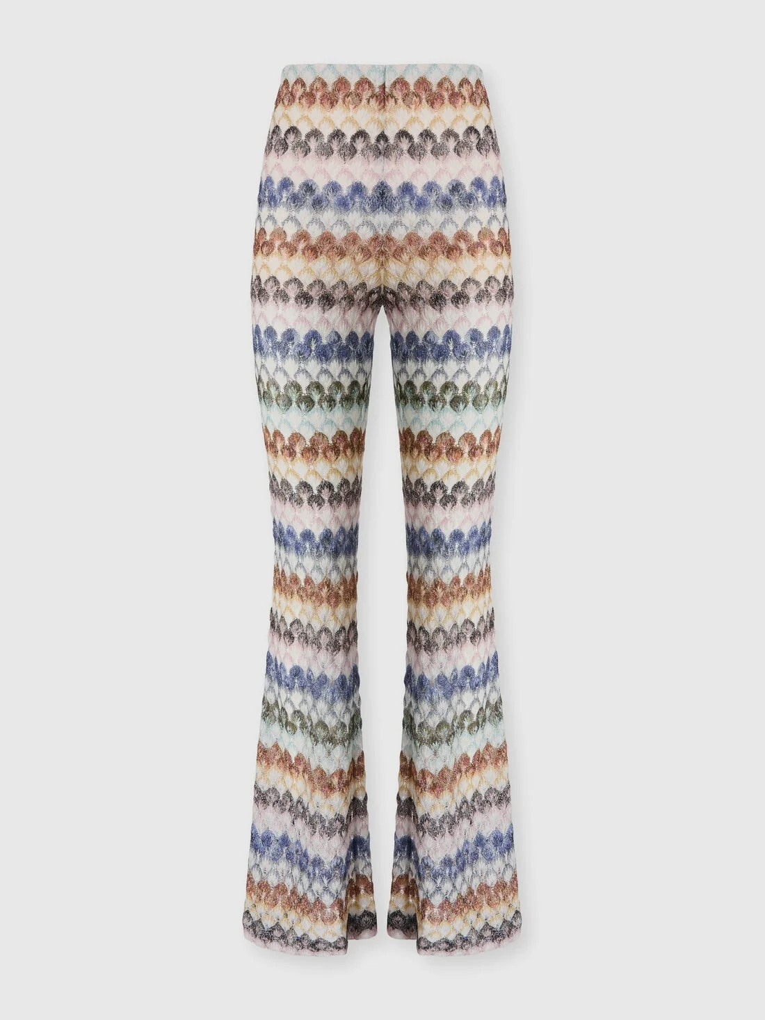 Flare viscose lamé trousers with lace motif - 1