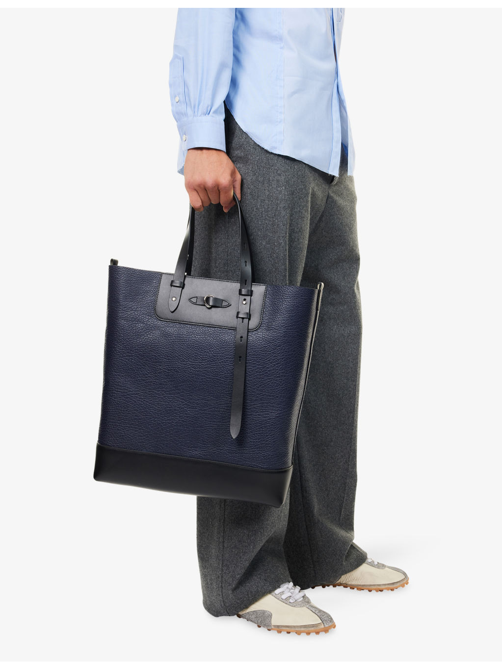 Vertical Leather Tote Bag - 2