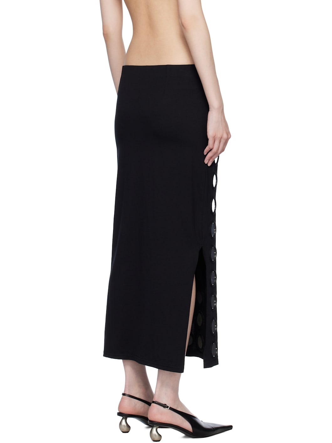 Black 'The Reconstituted Mirror Disc Embroidery' Midi Skirt - 3