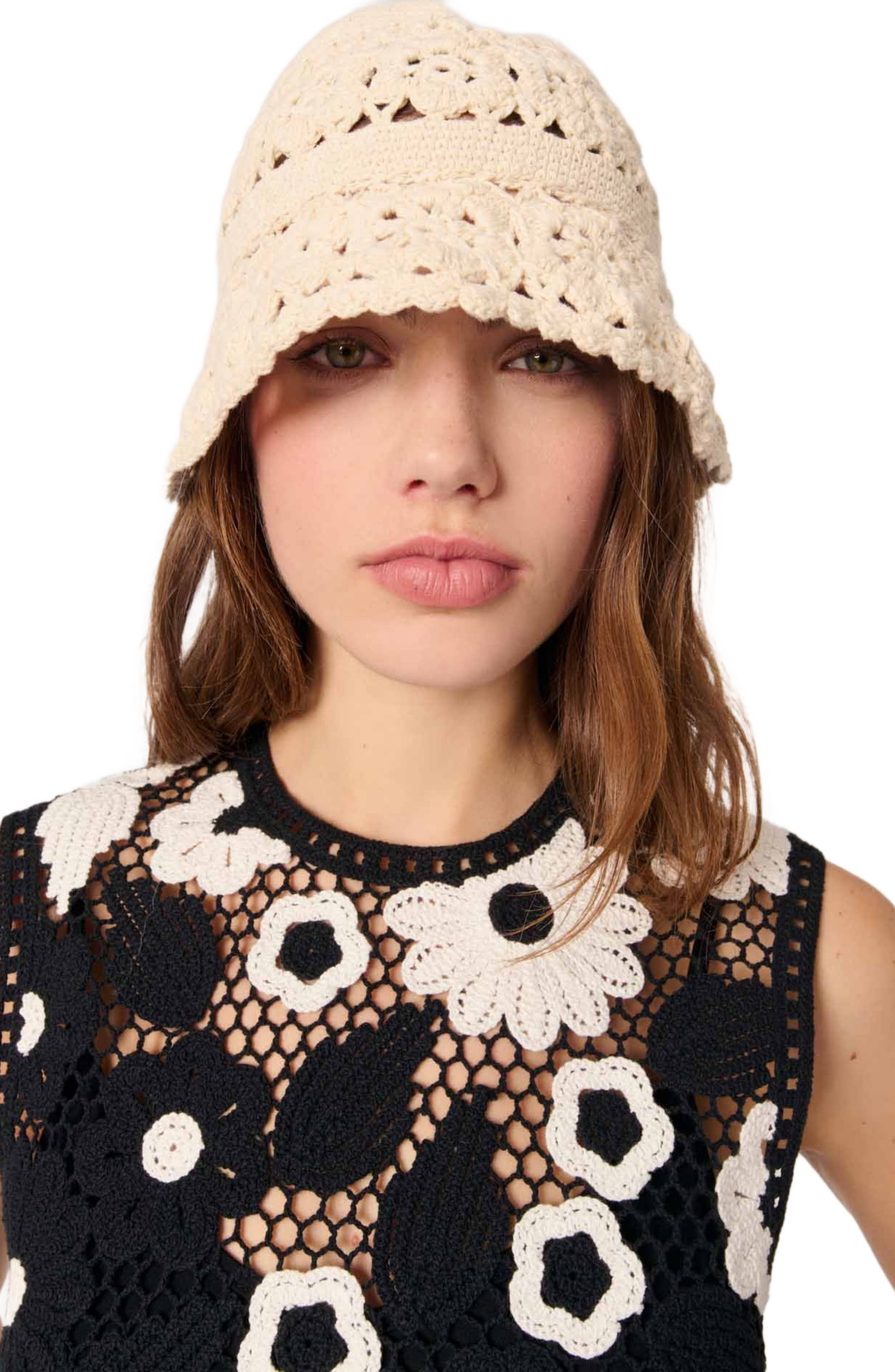 maje Floral crochet top in Black /White at Nordstrom - 7