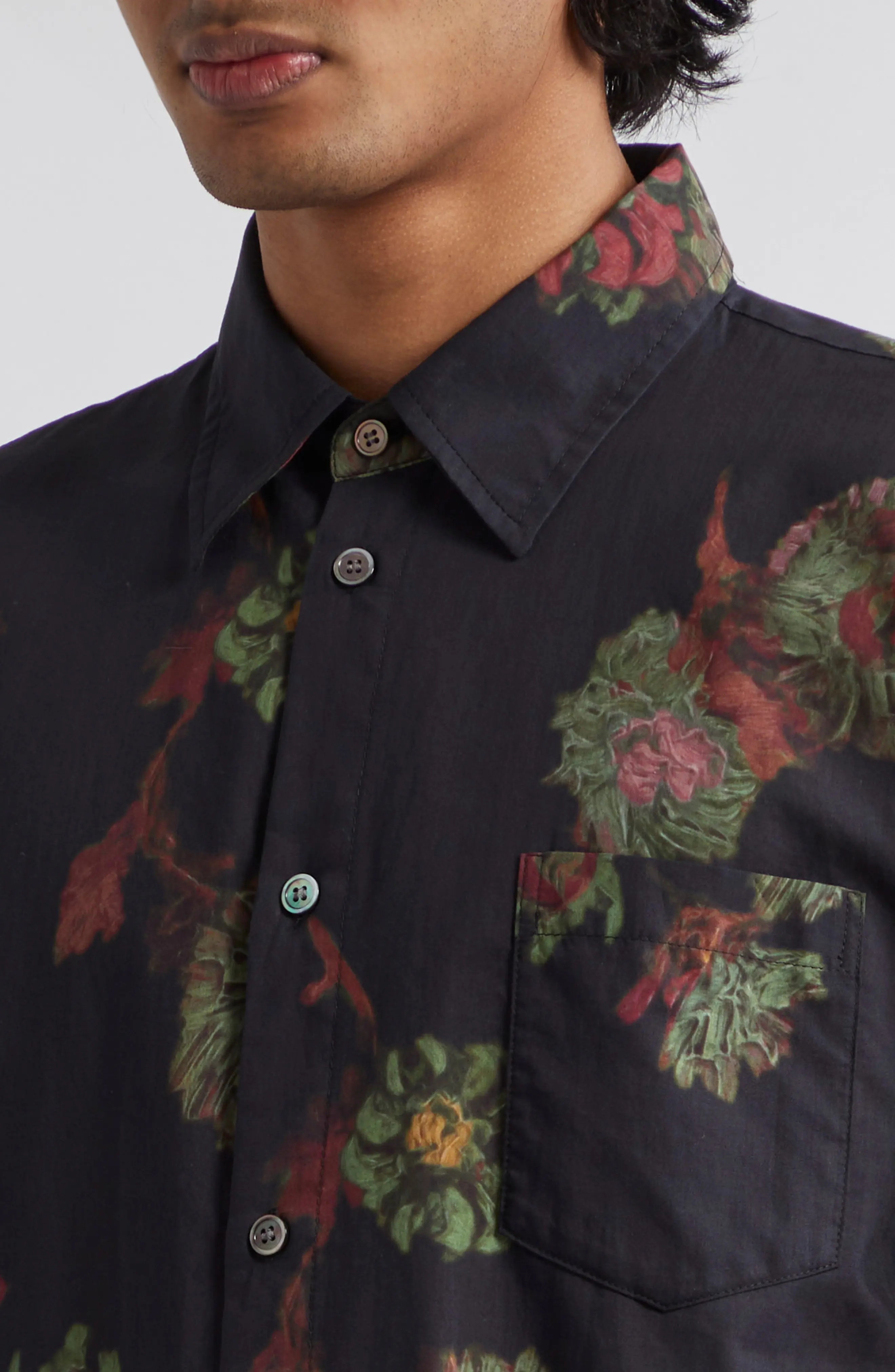 Cloak Floral Print Cotton Button-Up Shirt - 5