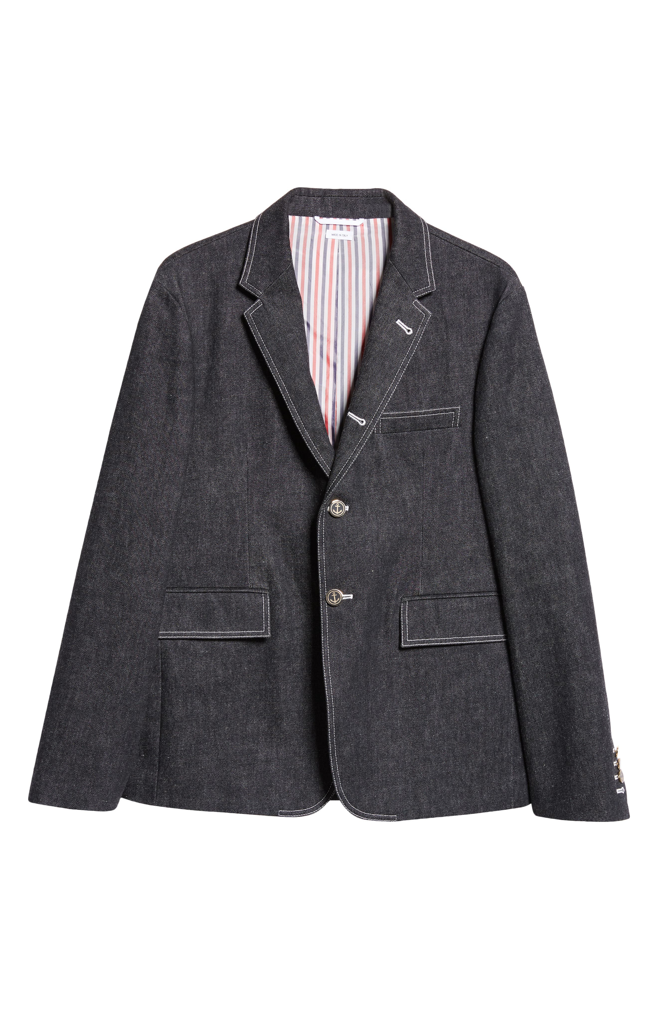 Thom Browne Unconstructred Classic Denim Sport Coat in Black at Nordstrom - 7
