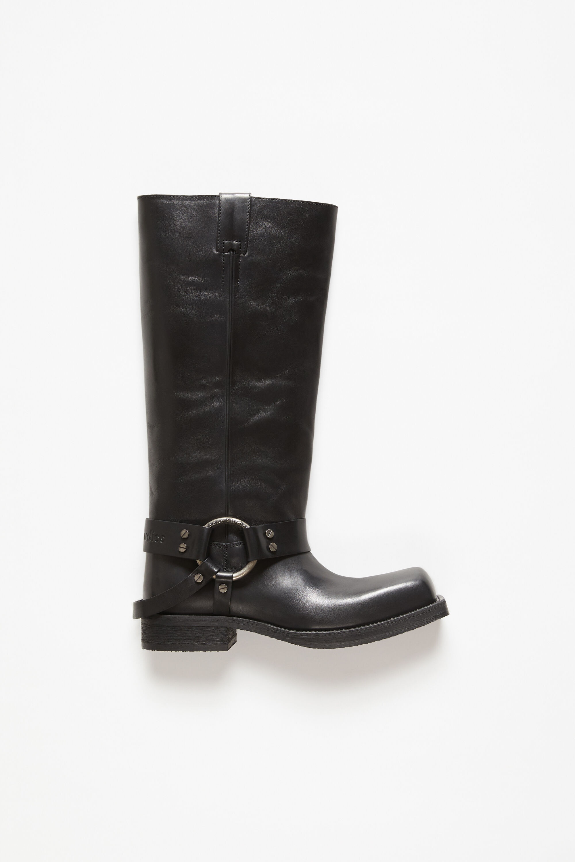 Leather buckle boots - Black - 1