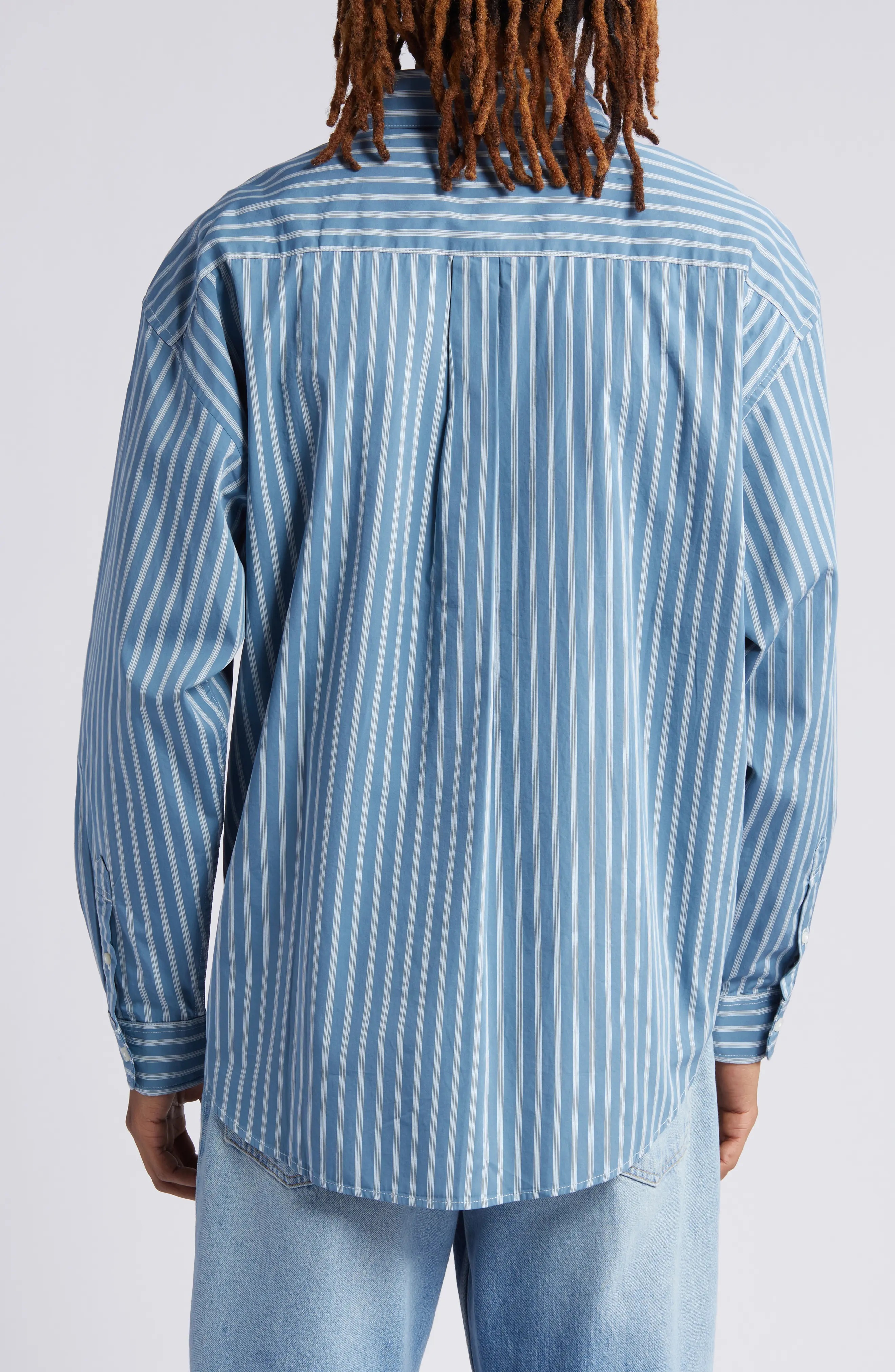 Ligety Stripe Button-Up Shirt in Ligety Stripe Blue/Wax - 3