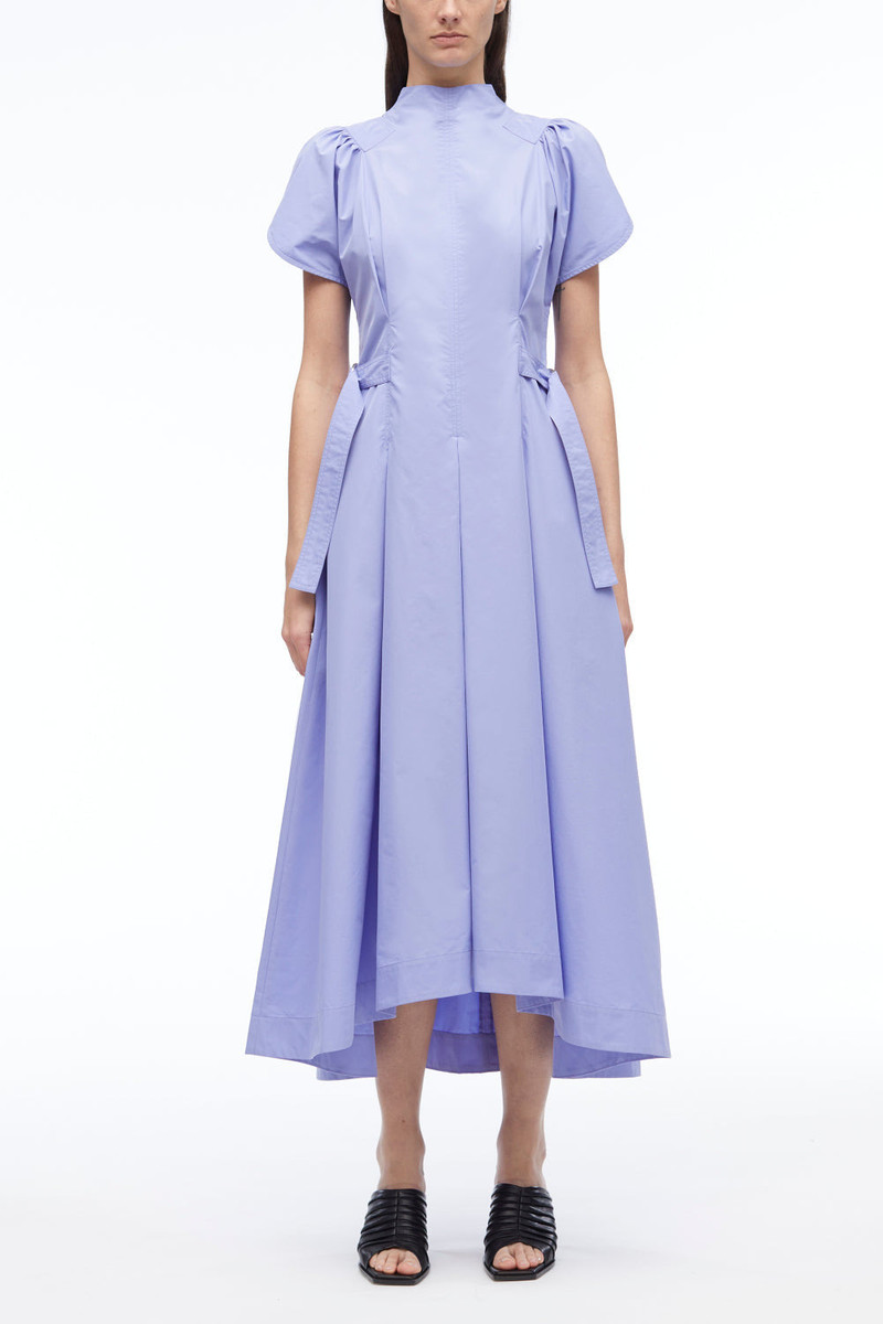 Puff Sleeve Poplin Flare Dress - 1