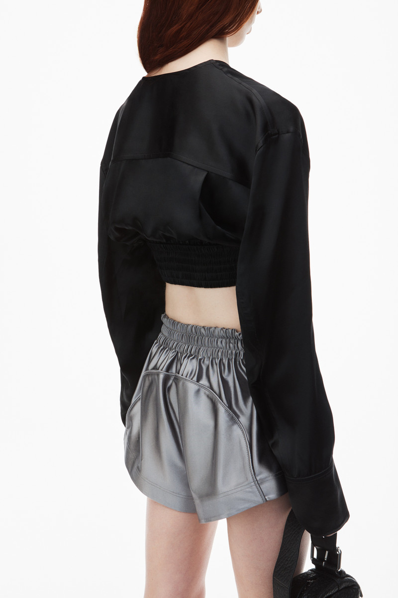 cropped v-neck blouse in satin jersey 6