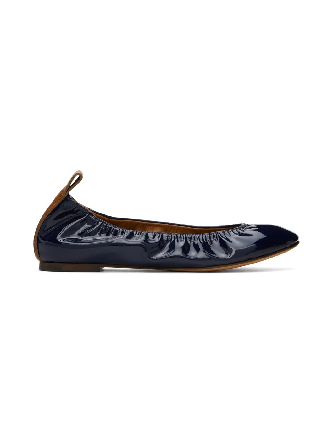 Navy Patent Leather Ballerina Flats - 1