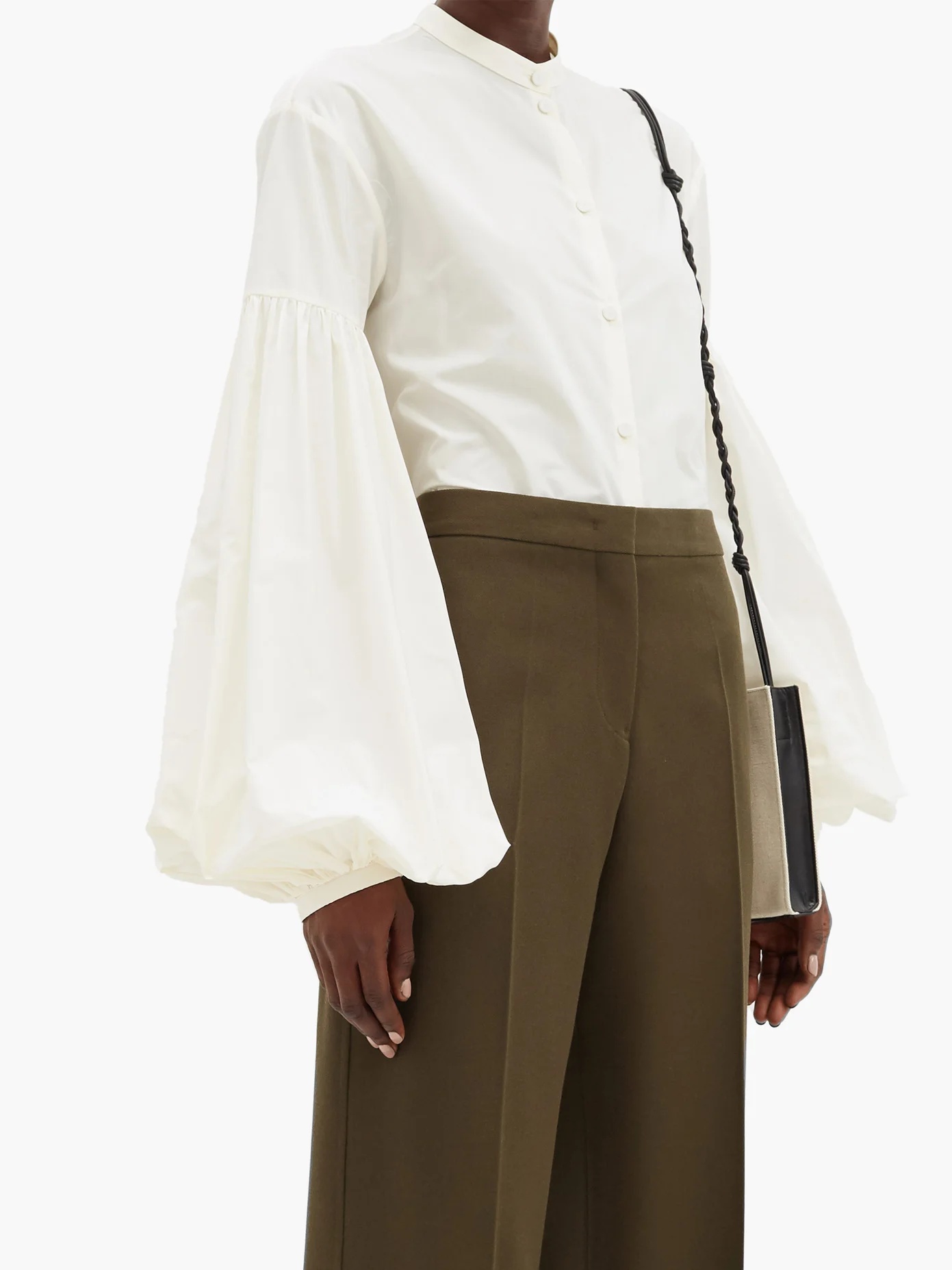 Gathered-sleeve poplin blouse - 6