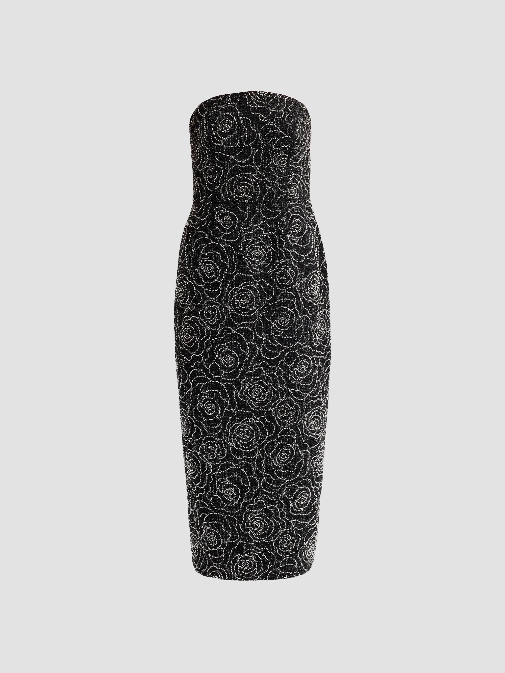 Women's Kait Beaded Midi Dress - Black Silver - 1