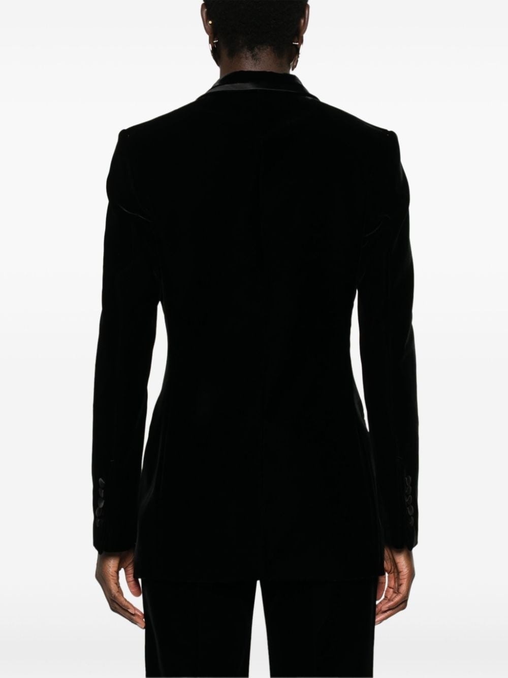 single-breasted velvet blazer - 4