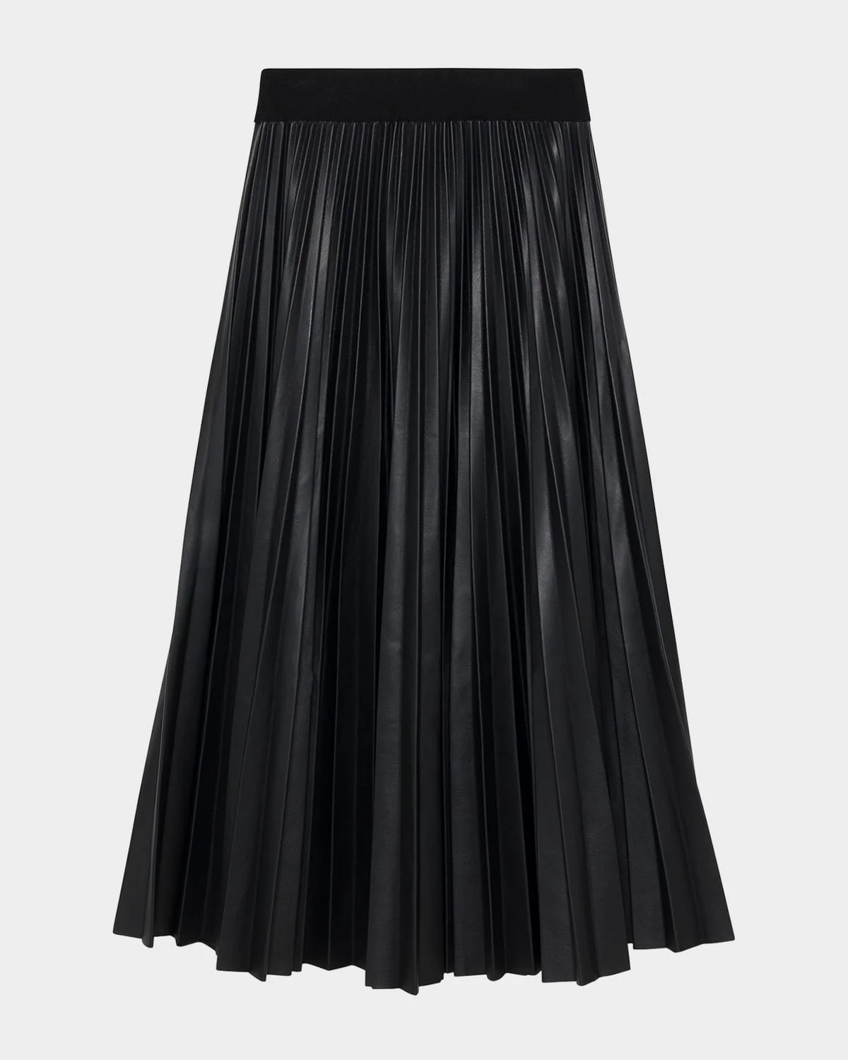 Kezia Pleated Vegan Leather Midi Skirt - 1