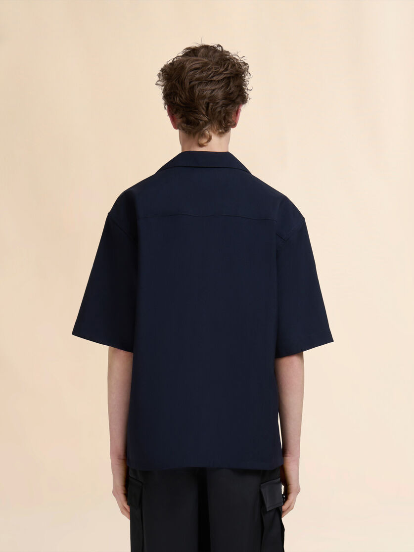 DEEP BLUE TROPICAL WOOL BOWLING SHIRT WITH MARNI MENDING - 3