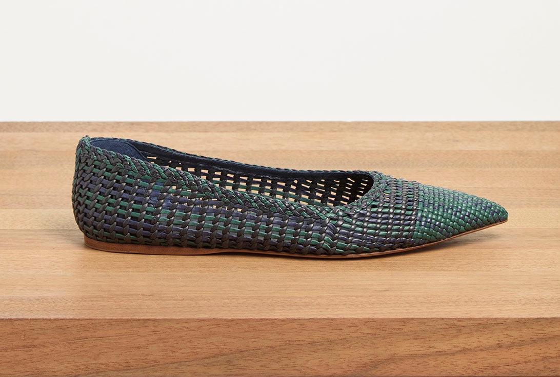 Aurora Braided Flat Shoe in Navy Multi Leather - 5