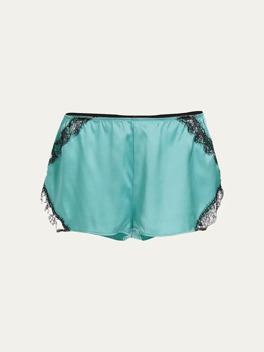 Lace-Trim Silk Shorts - 1