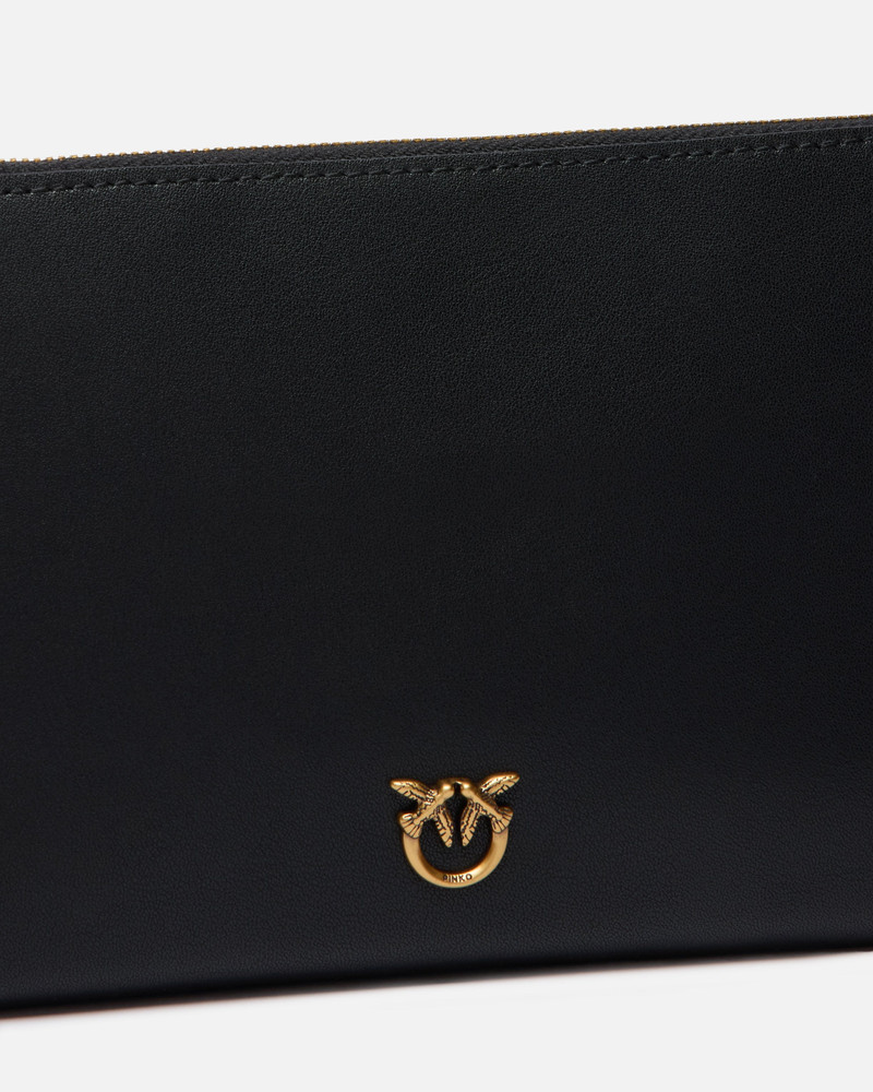 FLAT LEATHER CLUTCH WITH LOVE BIRDS LOGO 3
