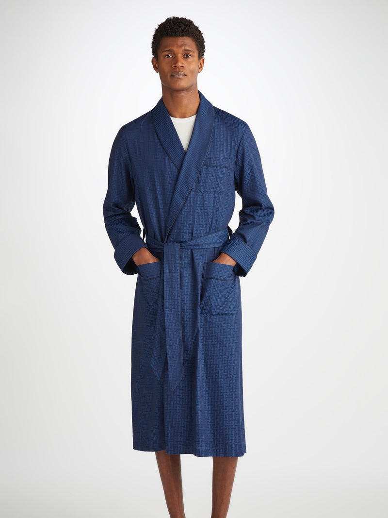 Men's Dressing Gown Paris 27 Cotton Jacquard Navy - 2