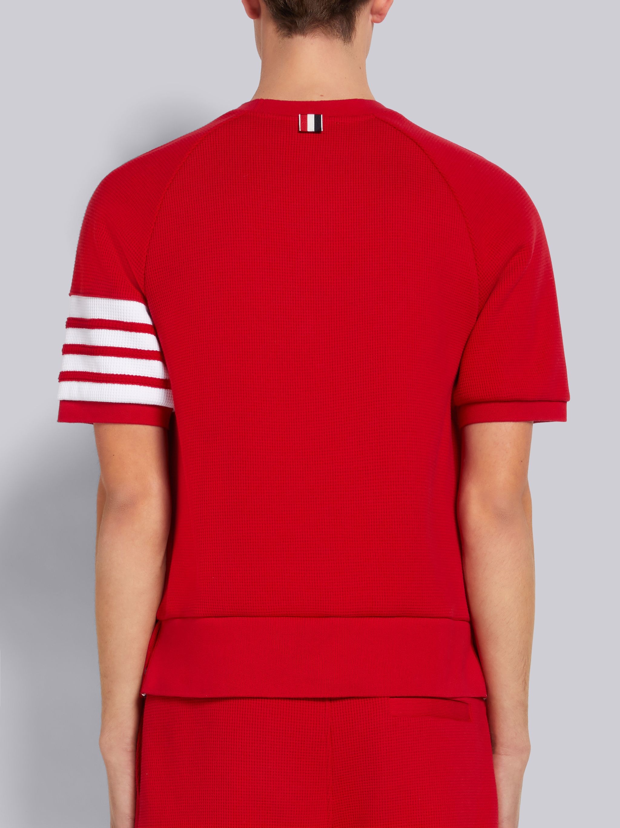 Red Compact Waffle 4-Bar Short Sleeve Sweatshirt - 3