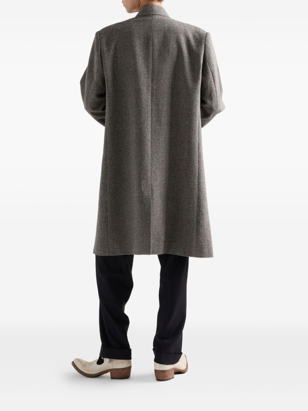 houndstooth-check wool single-breasted coat - 3