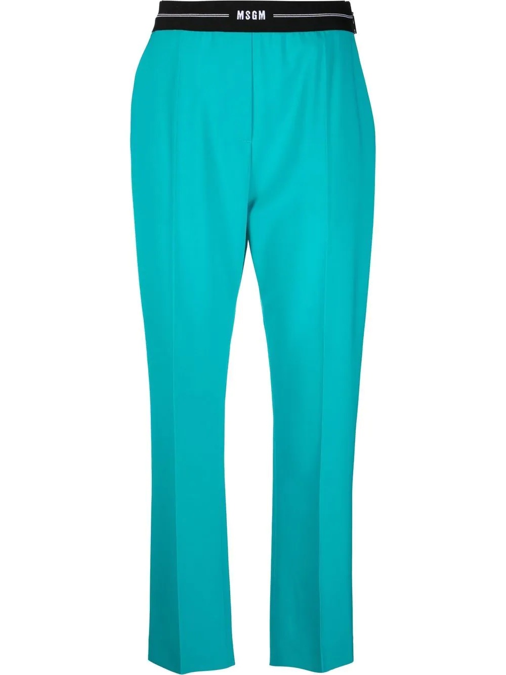 logo-waist slim tailored trousers - 1