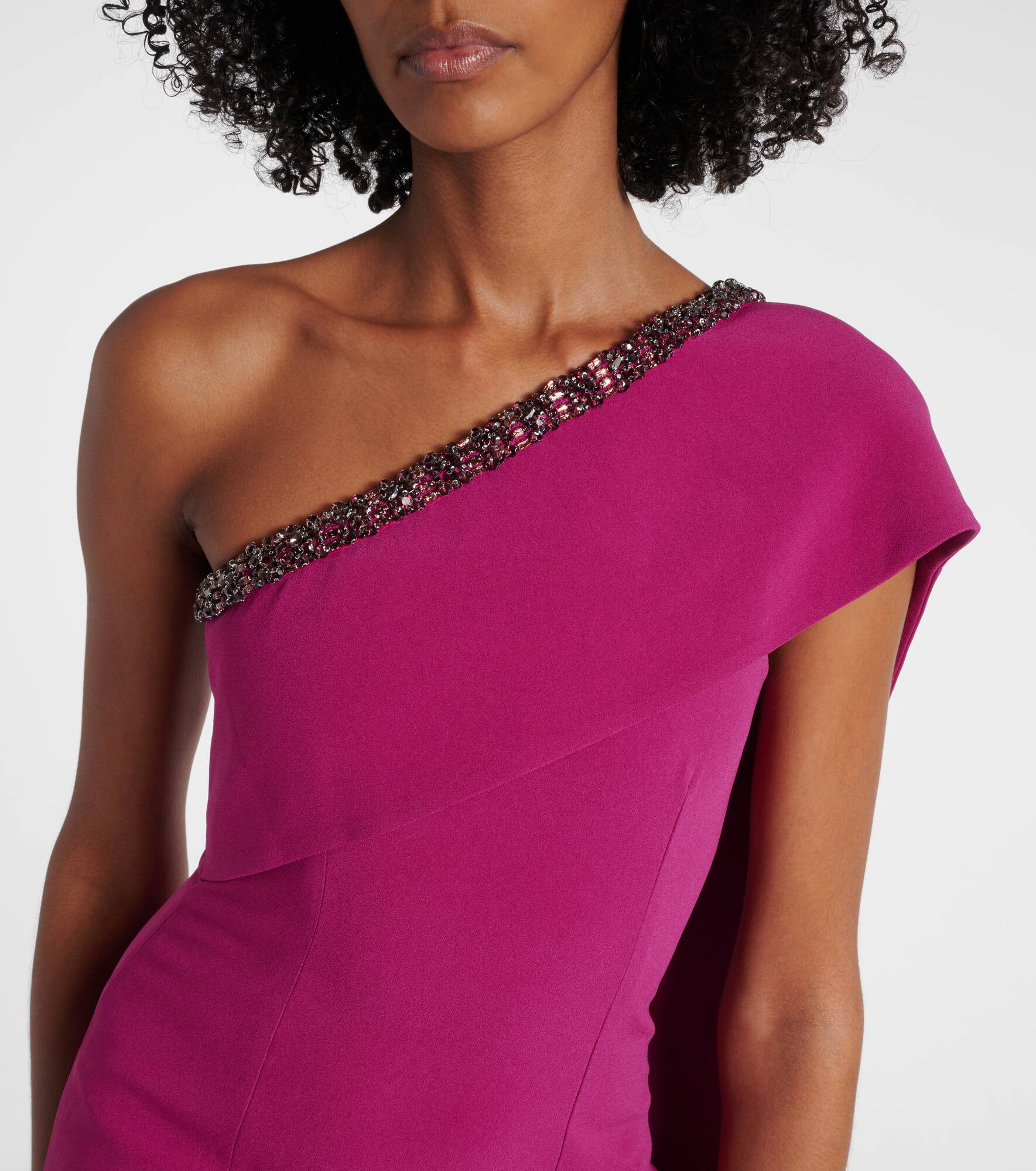 Caped embellished satin crêpe gown - 4