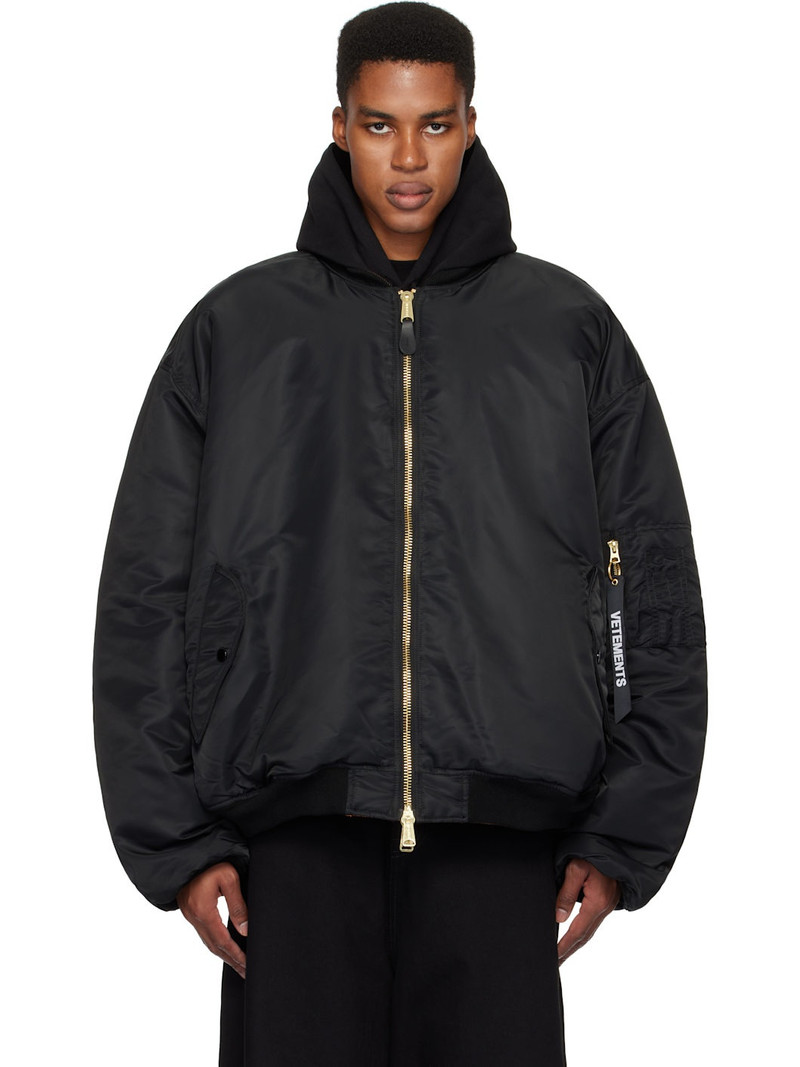 Black Alpha Industries Edition Double Zip Reversible Bomber Jacket 1