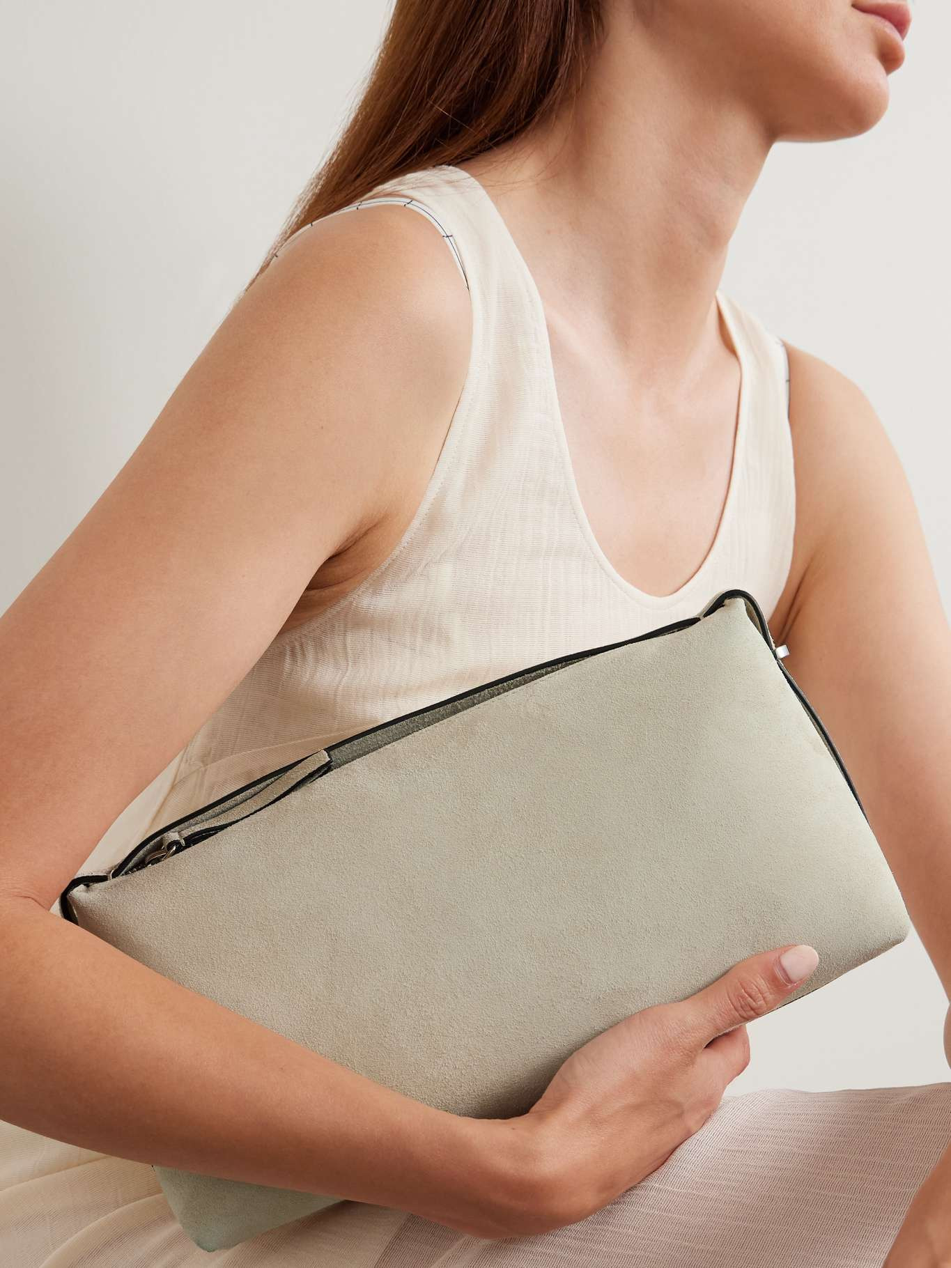 Scoop suede clutch Off-white - 2