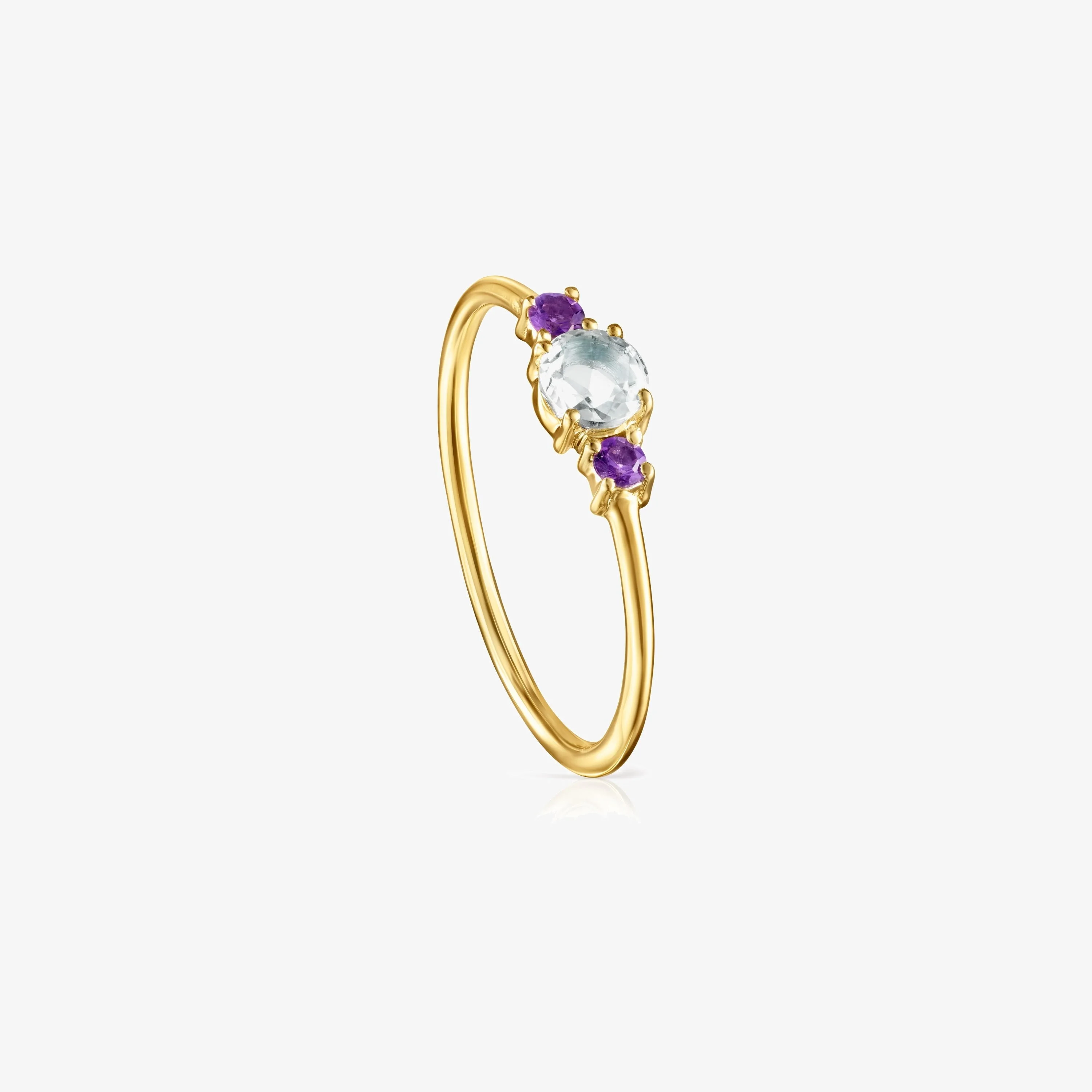 Mini TOUS Ivette Ring in 18K solid gold with Prasiolite and Amethyst - 1