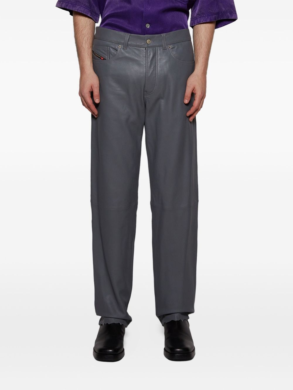 P-Macs-Lth frayed-hem leather trousers - 3