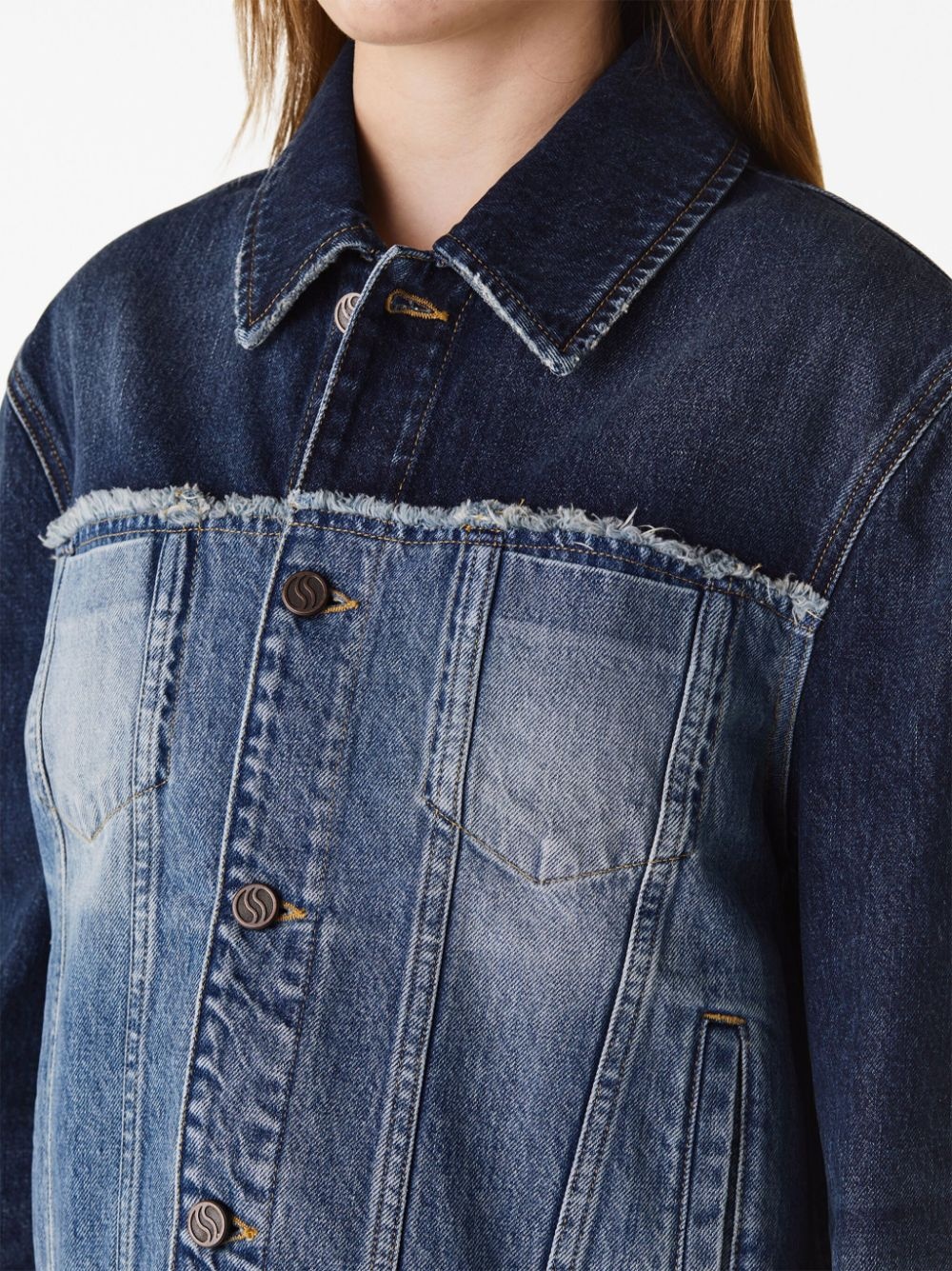 button-down panelled denim jacket - 5