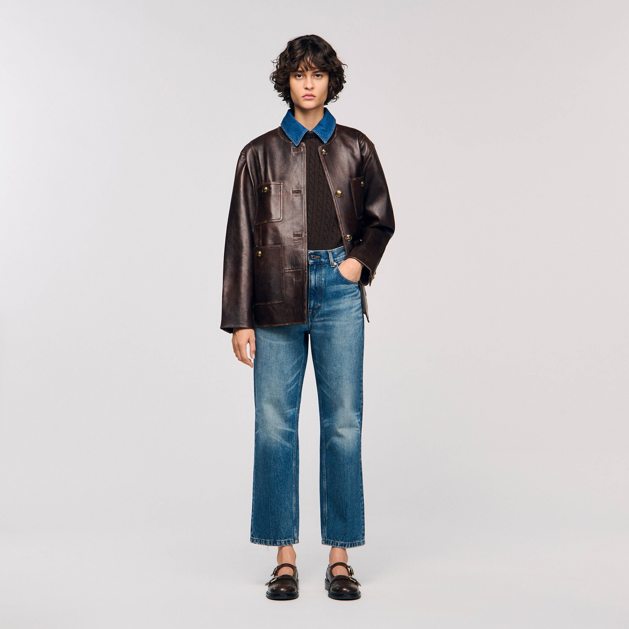 KNIT AND DENIM SWEATER - 6