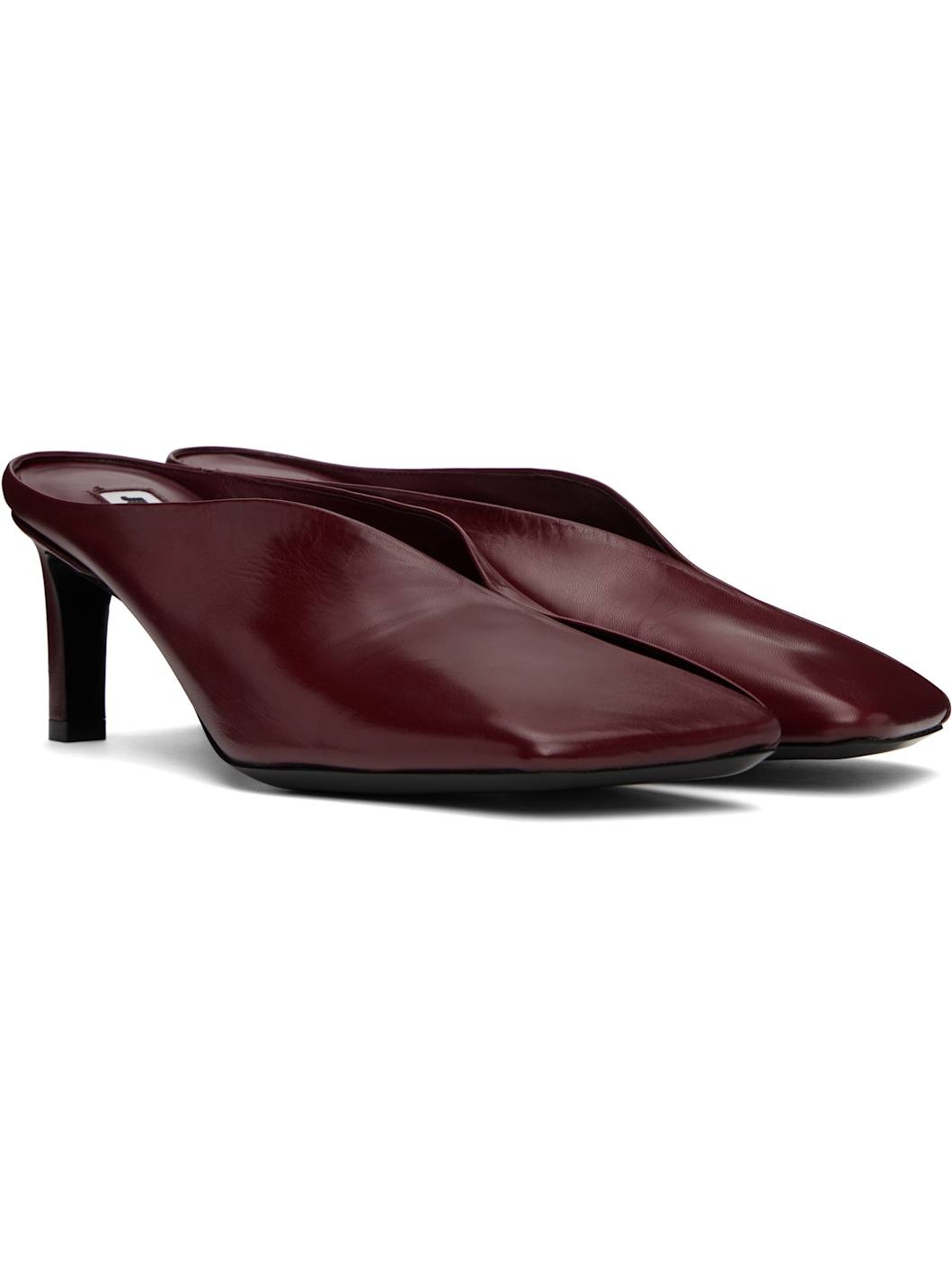 Red Square Toe Mules - 4
