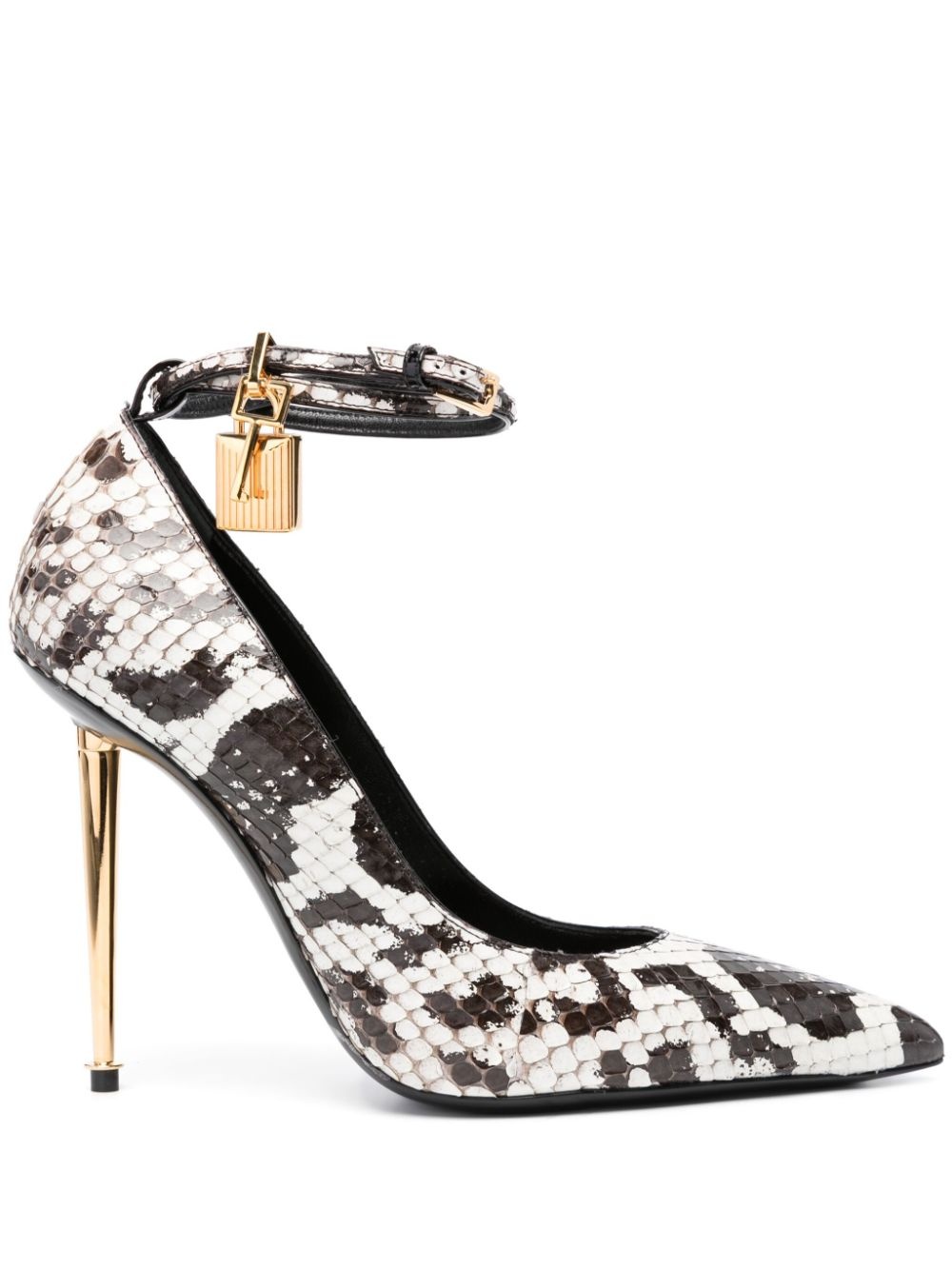 Padlock 110mm snakeskin-effect pumps - 1