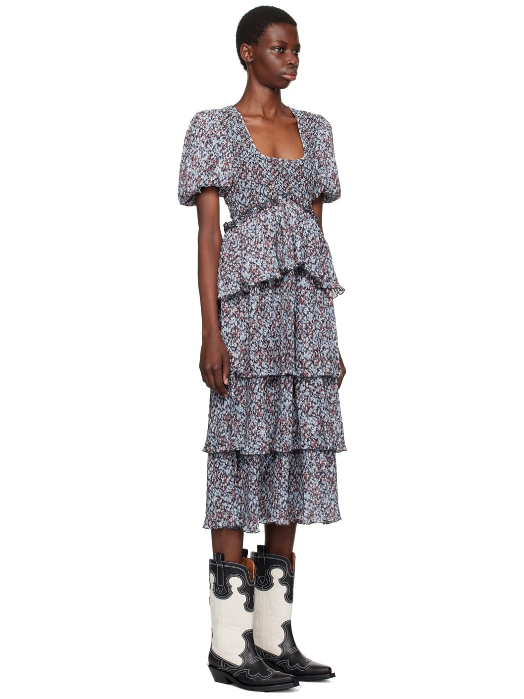 Blue Floral Midi Dress - 2