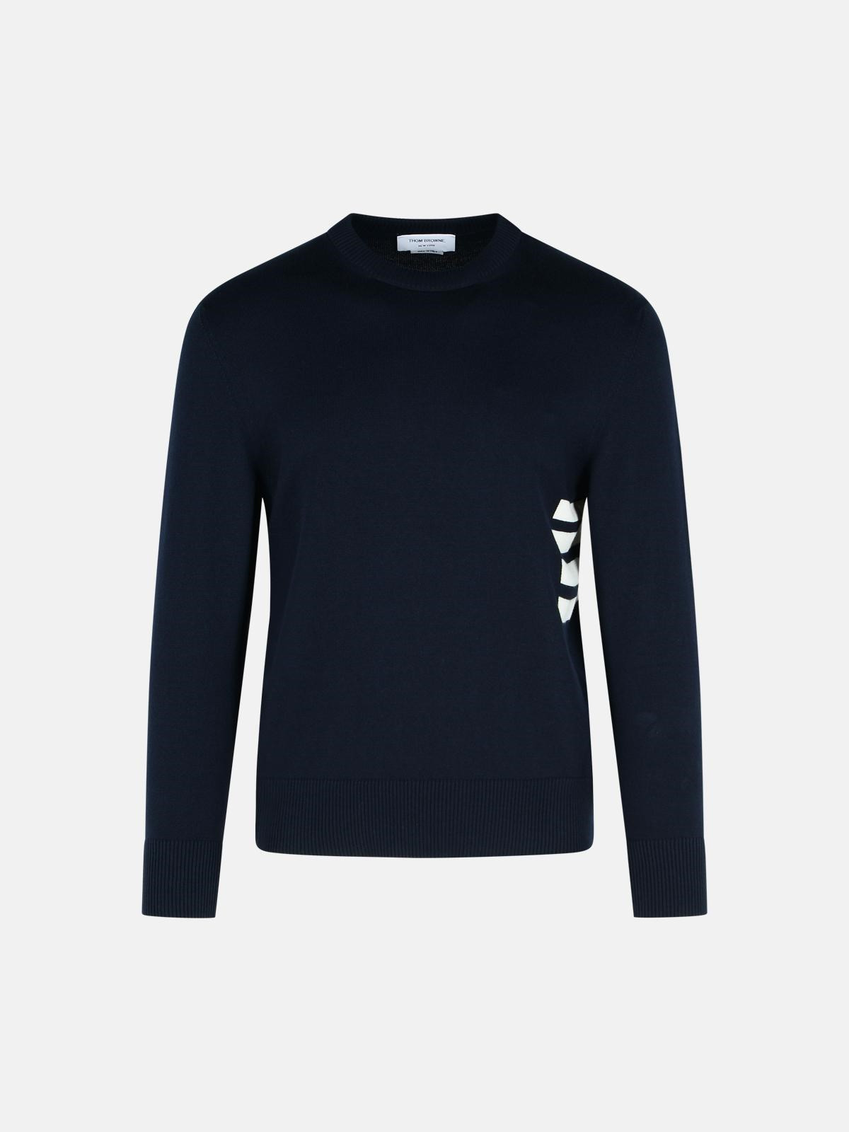 'STITCH' NAVY COTTON SWEATER - 1