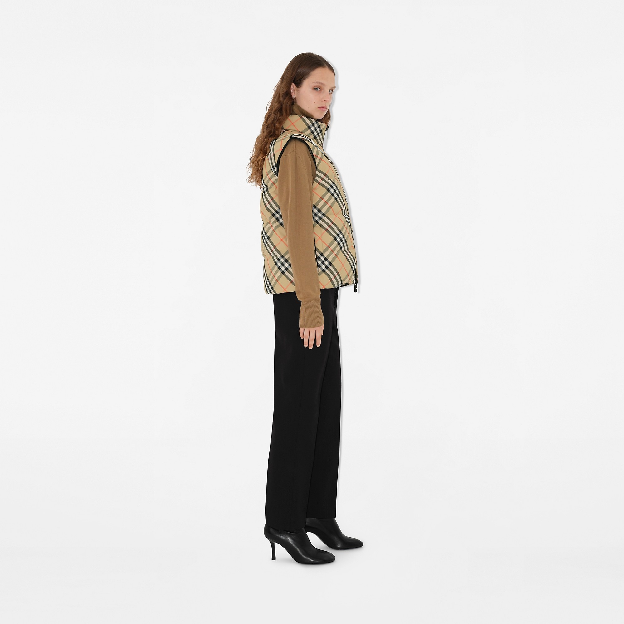 Reversible Check Nylon Puffer Gilet - 3