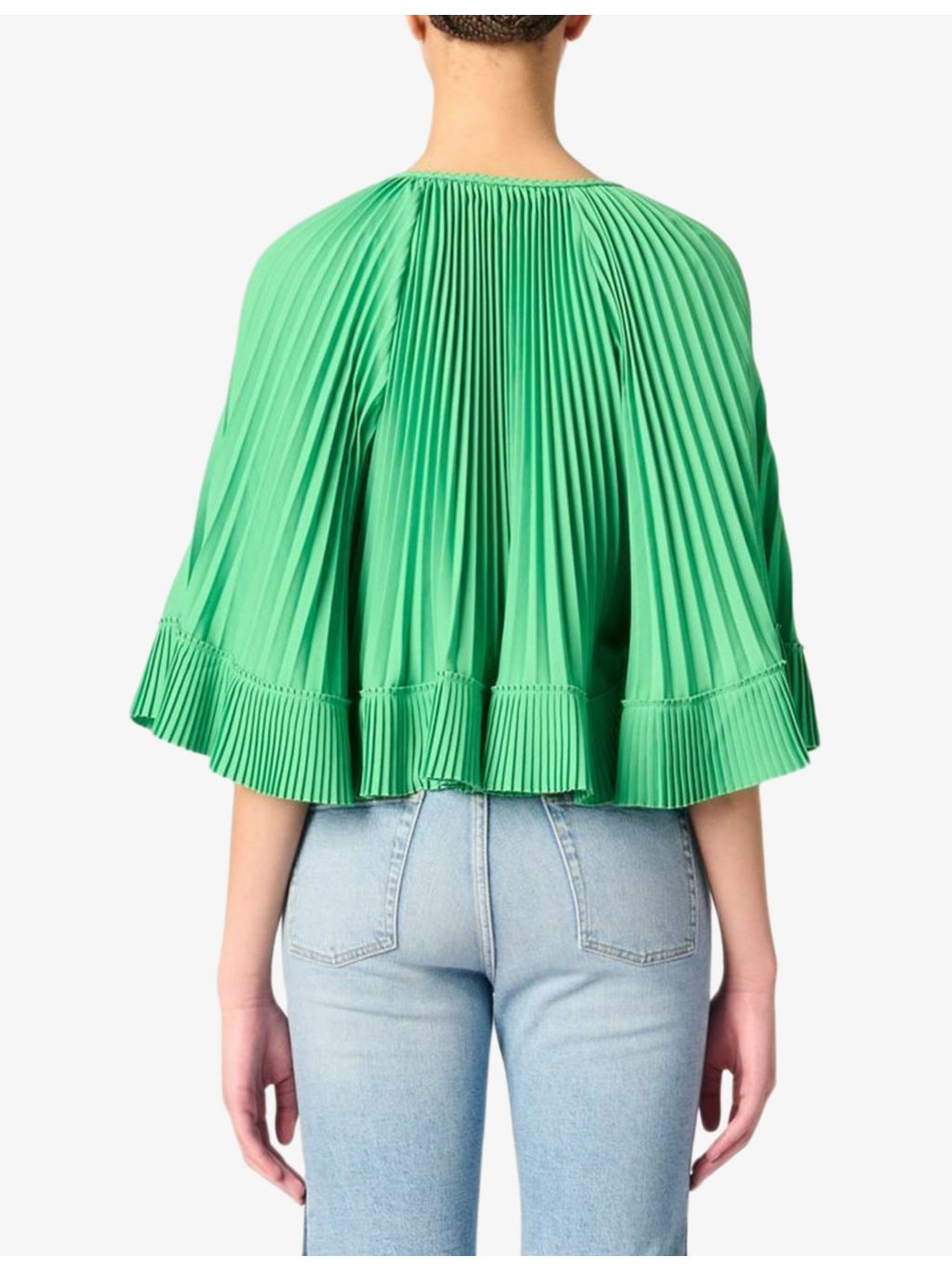 Tie-Neck Relaxed-Fit Pleated Woven Blouse - 4