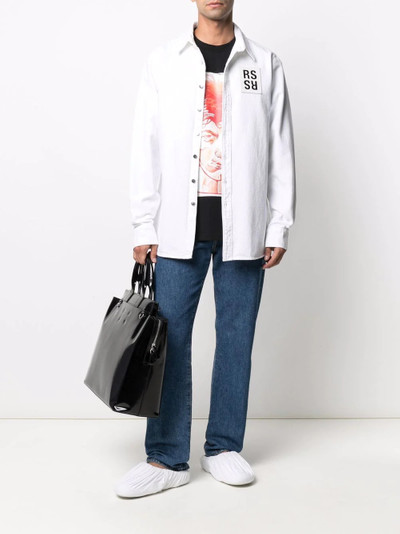 Raf Simons logo-patch denim shirt outlook