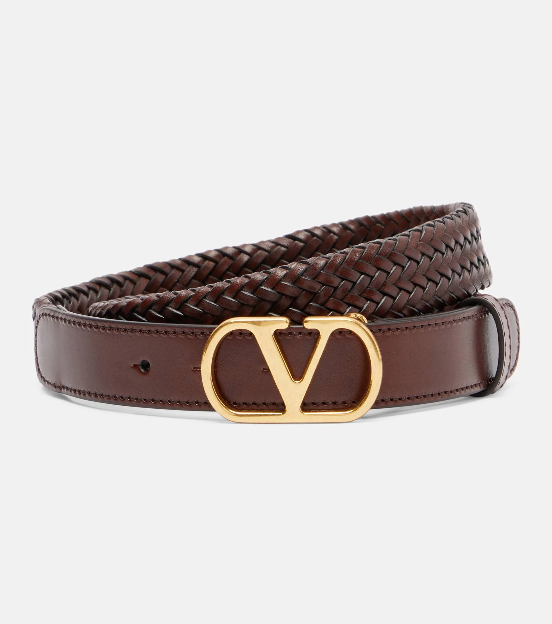 VLogo braided leather belt - 1