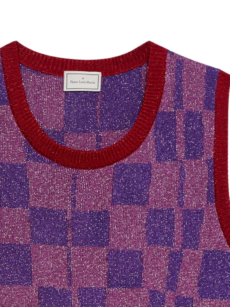 plaid-pattern knit vest 4