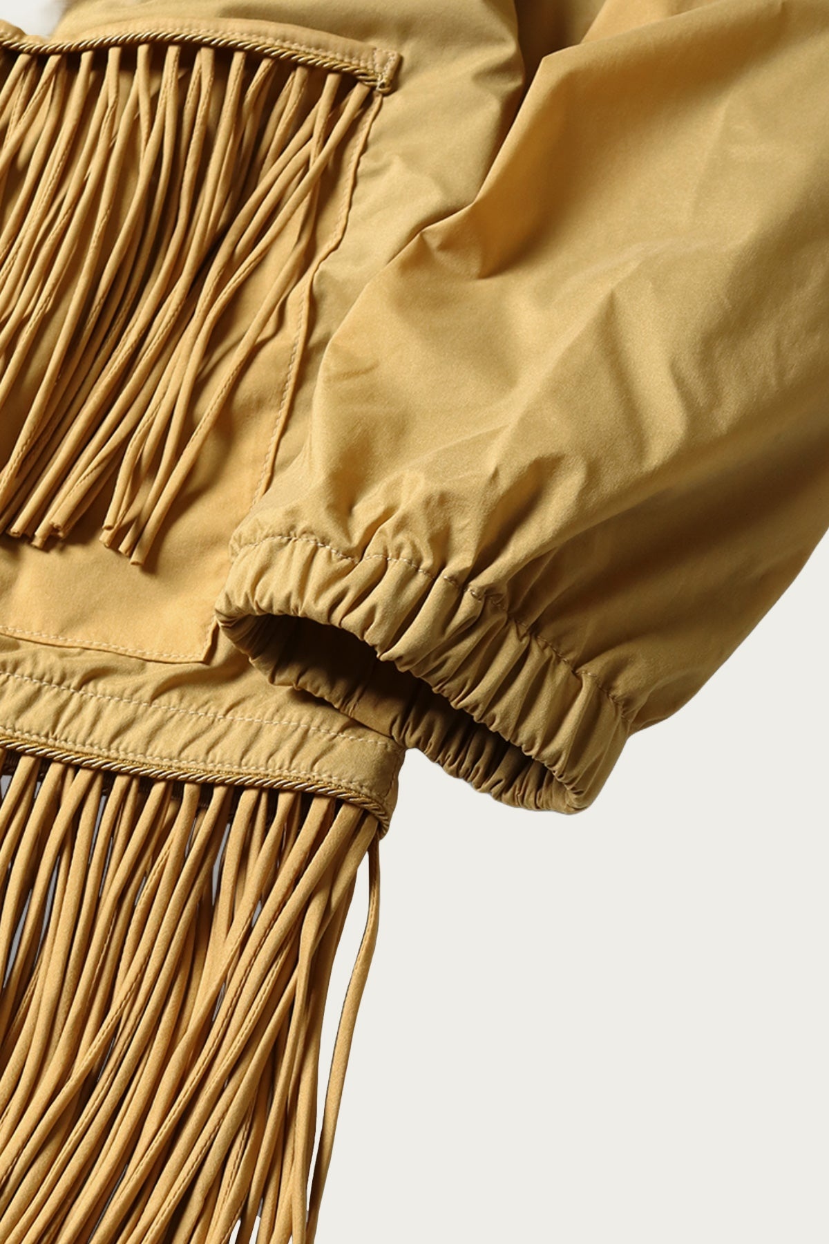 Stretch Nylon Fringed Coach JKT - Mustard - 4