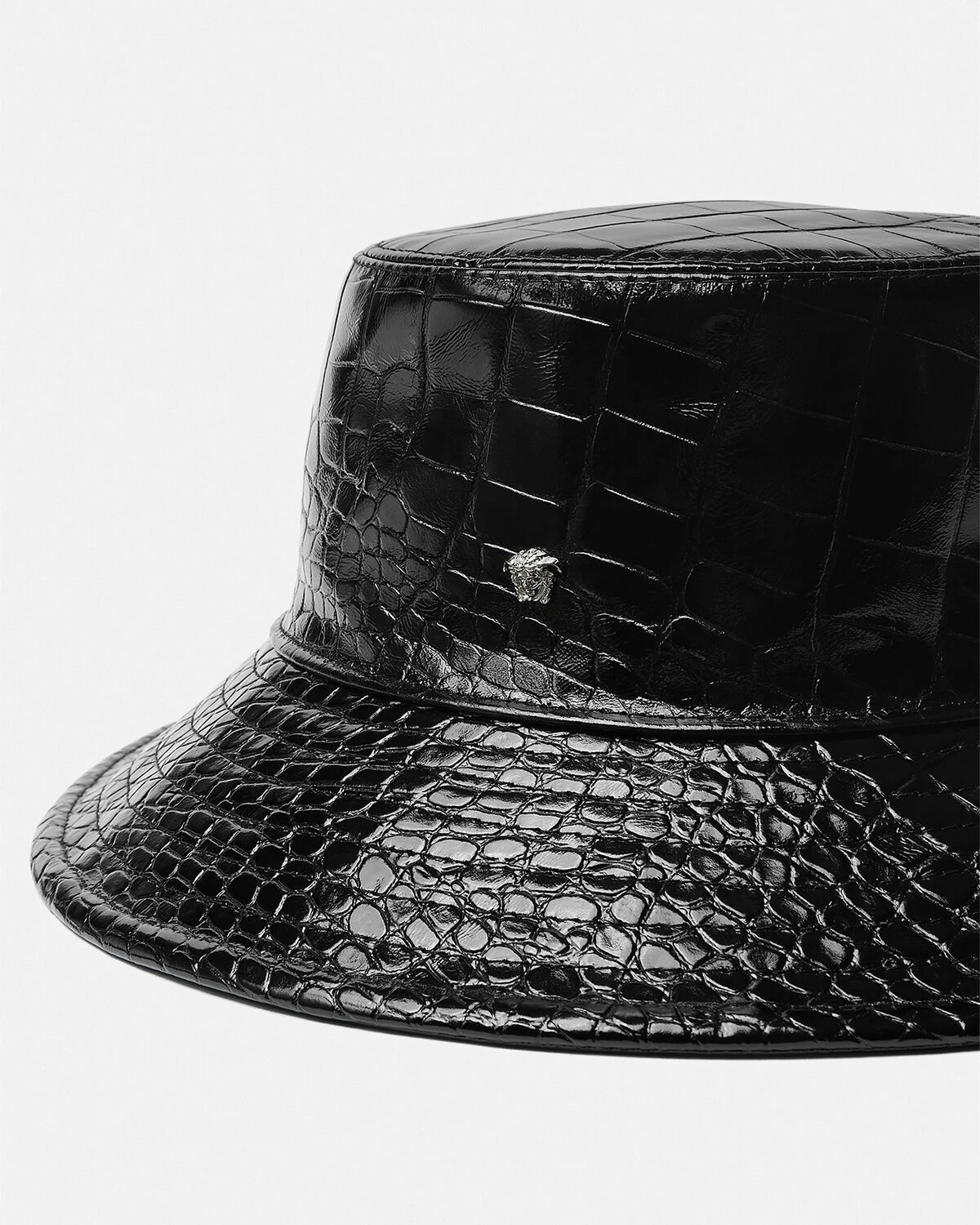 Croc-Effect Leather Bucket Hat - 4