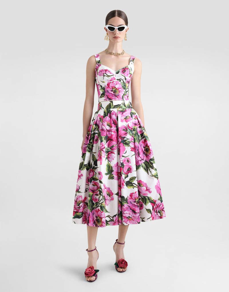 Dolce & Gabbana Peony-print cotton circle skirt outlook