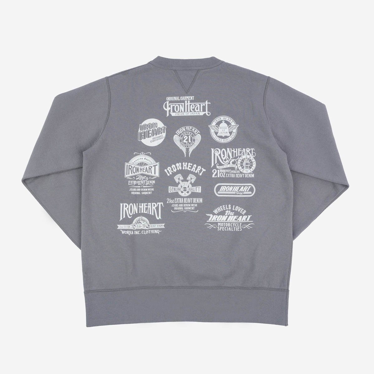 IHSW-68-GRY Printed 14oz Ultra Heavyweight Loopwheel Cotton Crew Neck Sweat - Grey - 5
