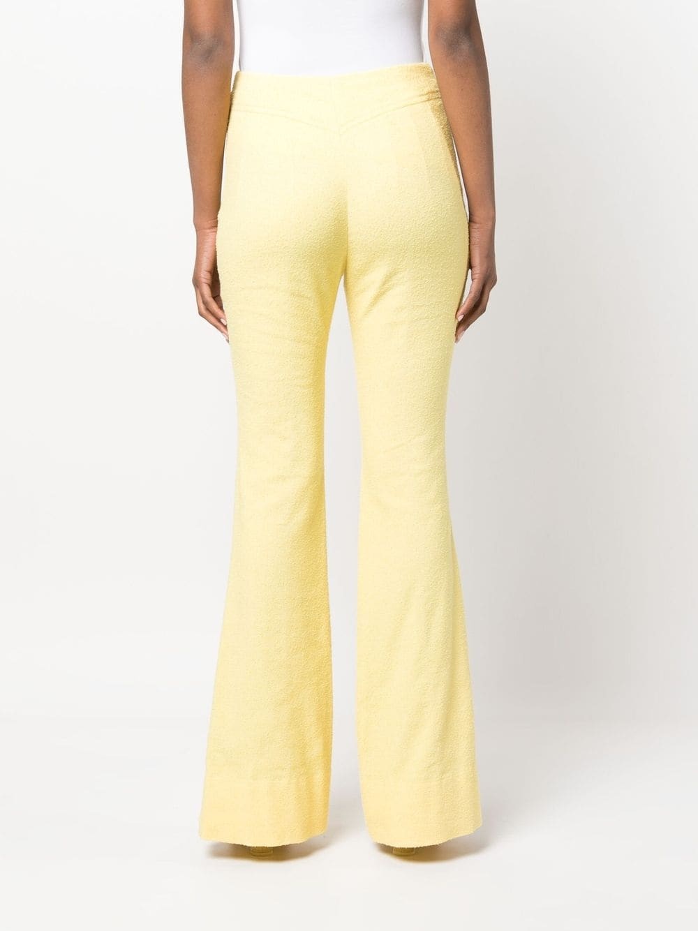 zip-detail tweed flared trousers - 4