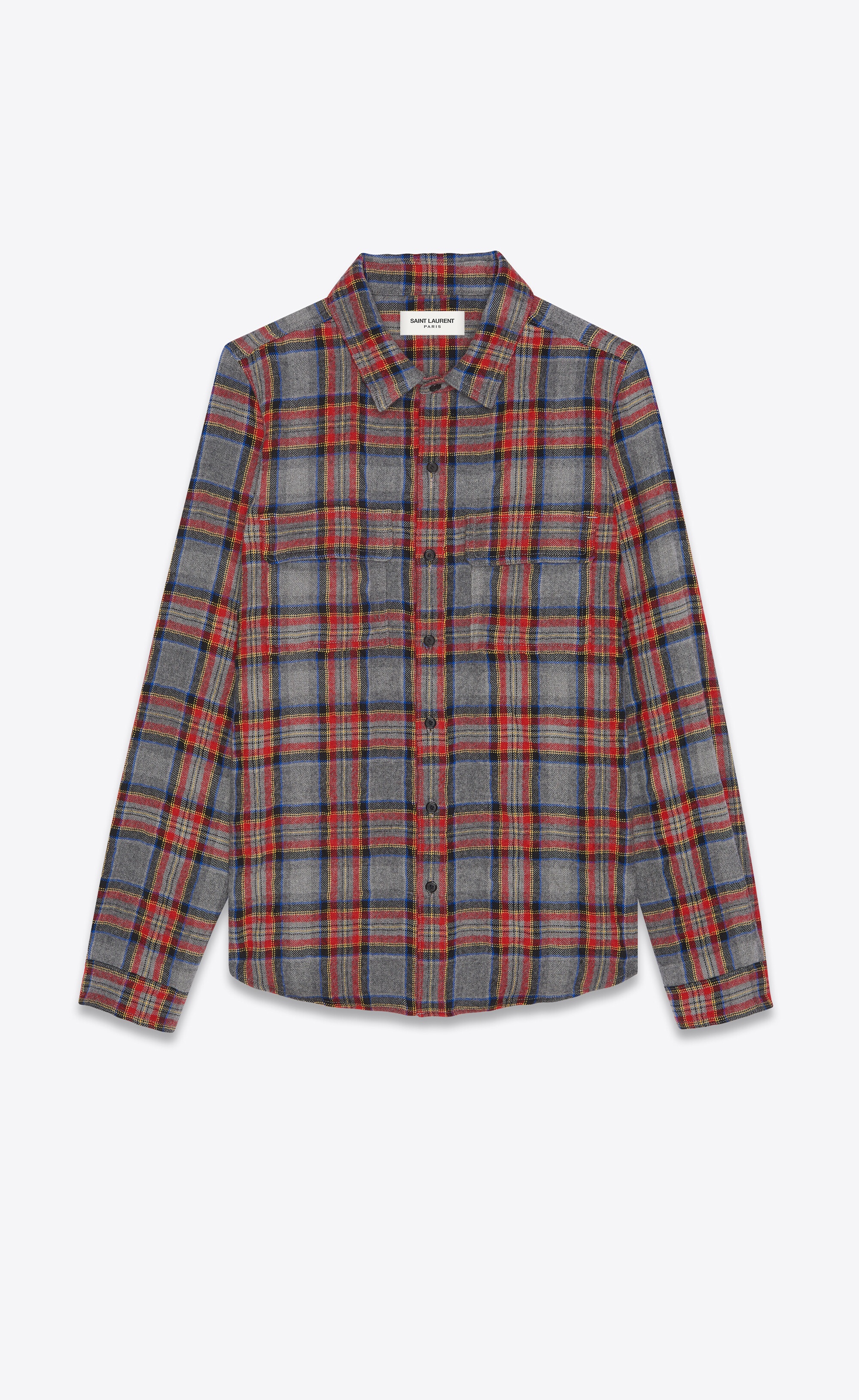 classic western shirt in checked cotton and wool - 1