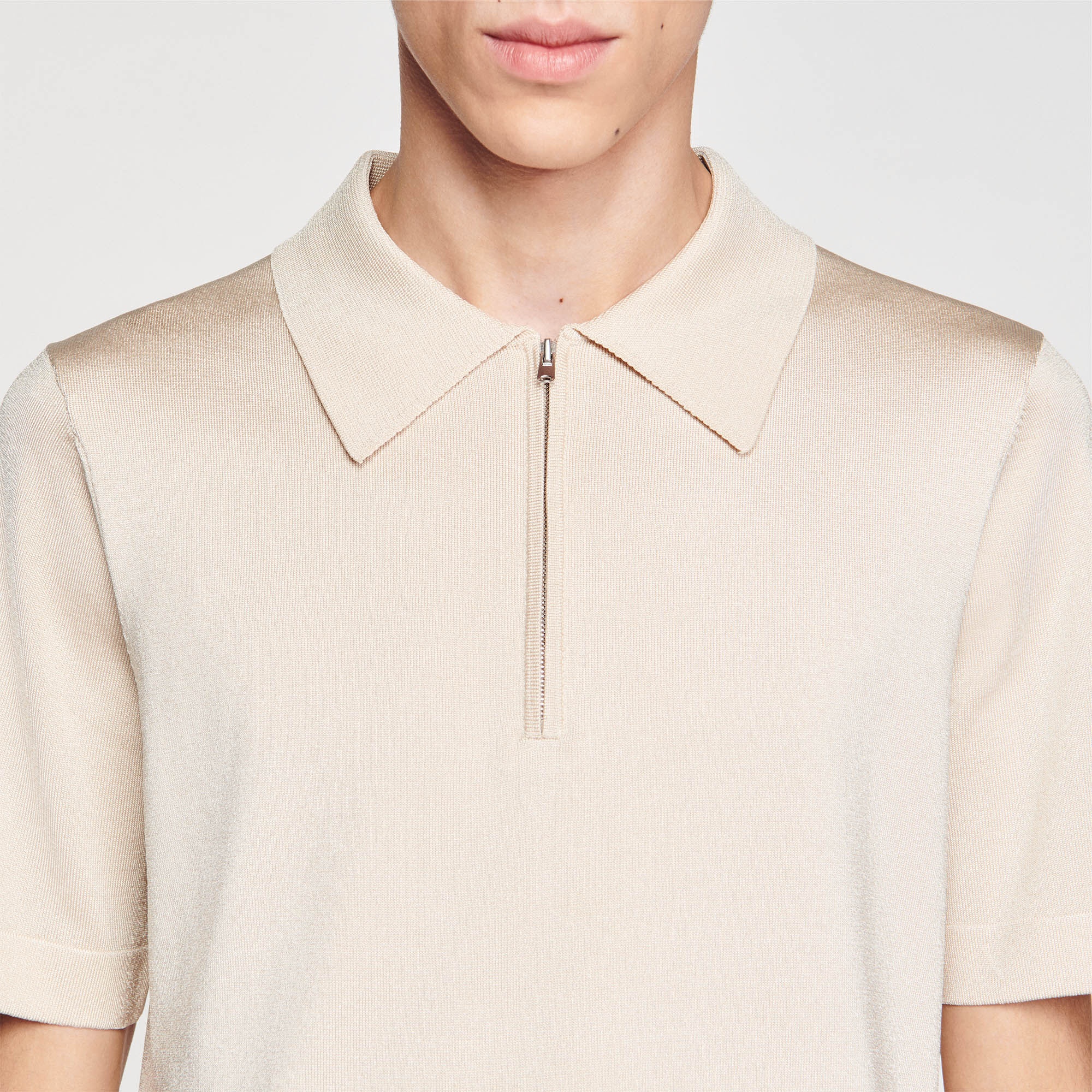 KNITTED POLO SHIRT WITH ZIP COLLAR - 4